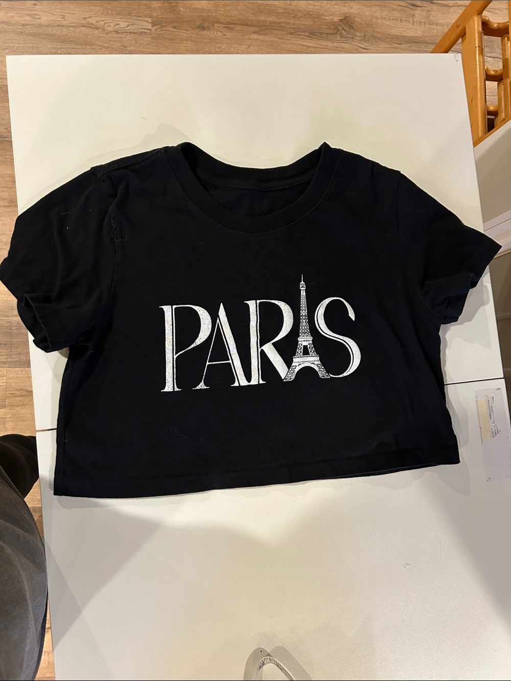 Black 'PARIS' Women's Graphic Crop Tee